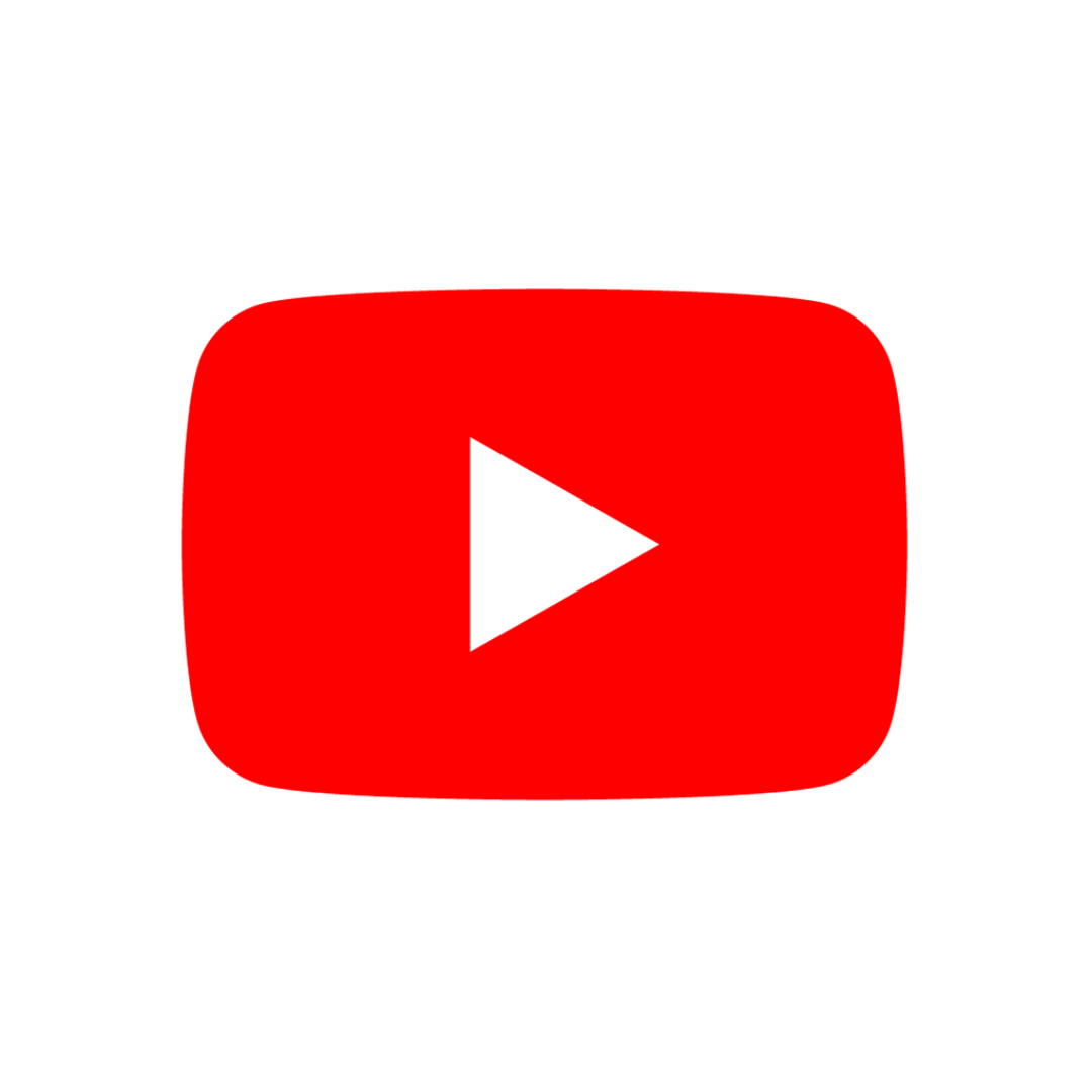 the red youtube image with the white play symbol on a white background